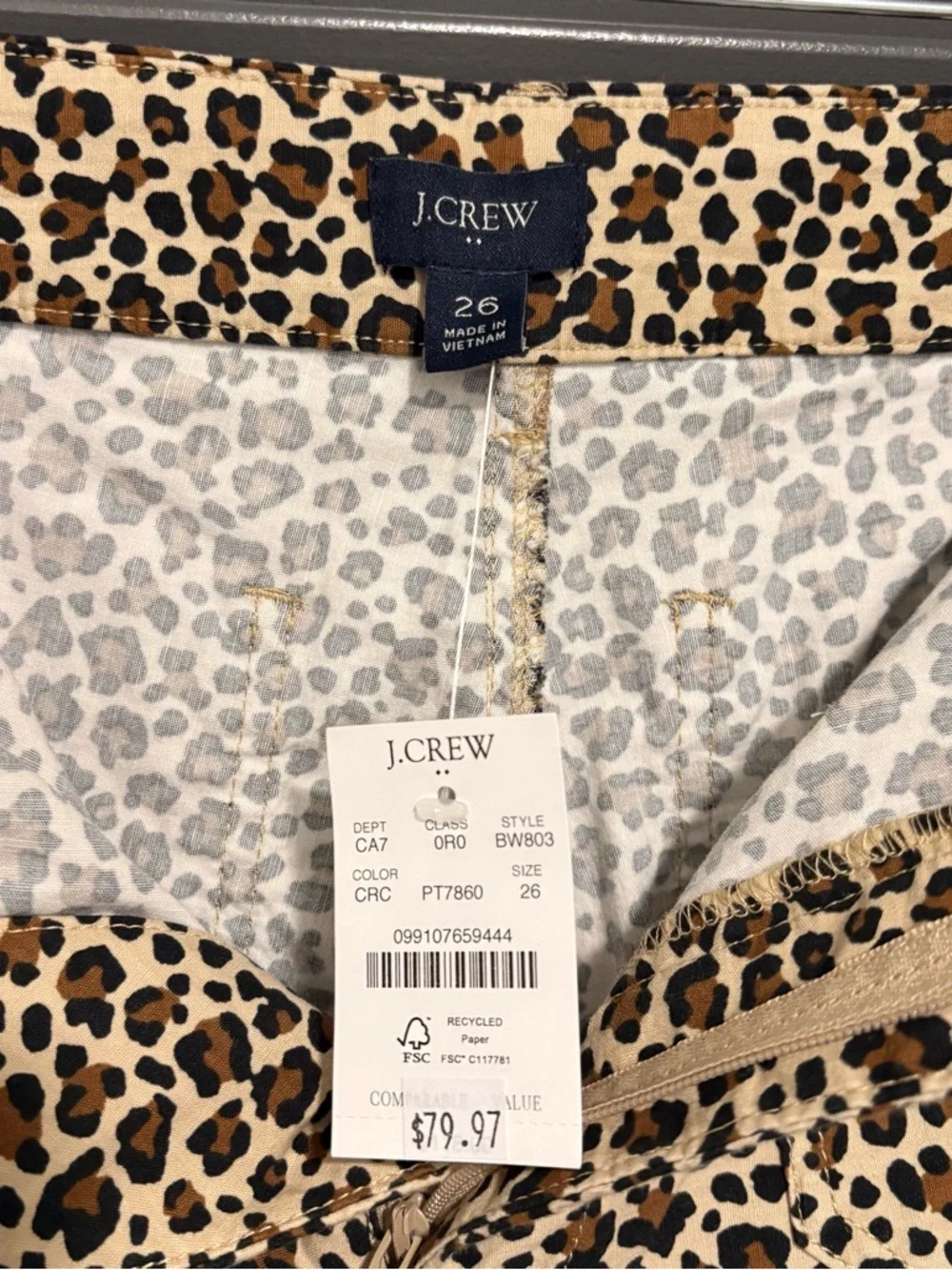 NWT J.Crew Leopard-Print Wide Leg Pants Linen Cotton Blend